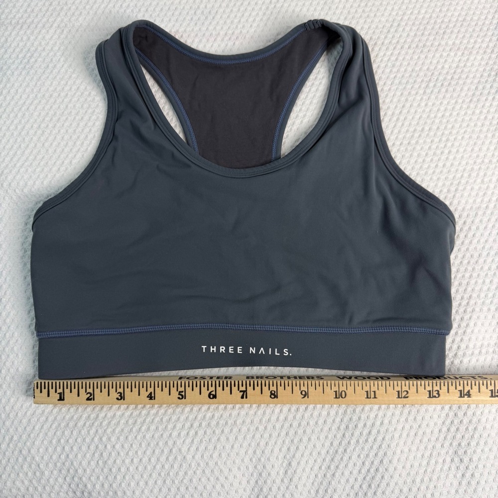 Three Nails Womens Racerback Sports Bra Charcoal Gray Size Medium Gym Workout